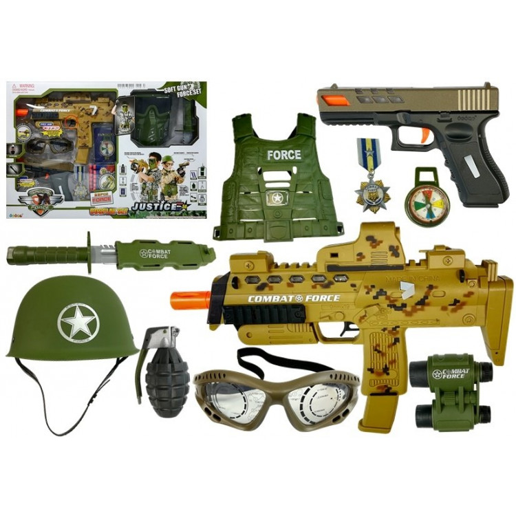Vojenská súprava - vesta, pištoľ Glock 17, samopal MP7 A1 Vojenská súprava - vesta, pištoľ Glock 17, samopal MP7 A1